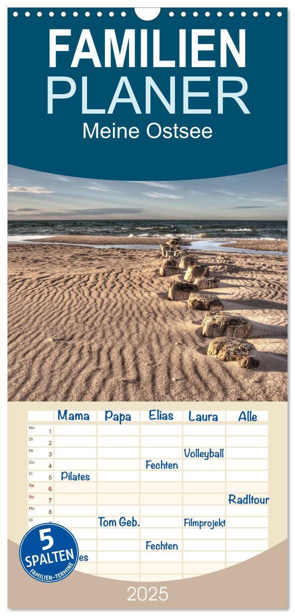 Cover: 9783457114490 | Familienplaner 2025 - Meine Ostsee mit 5 Spalten (Wandkalender, 21...
