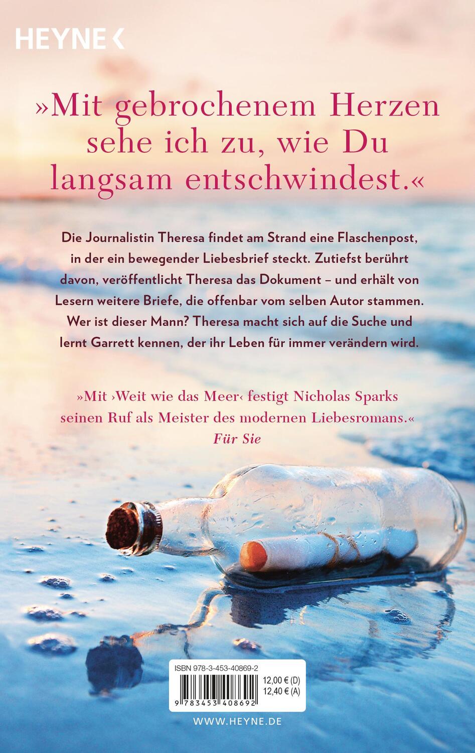 Bild: 9783453408692 | Weit wie das Meer | Nicholas Sparks | Taschenbuch | 336 S. | Deutsch