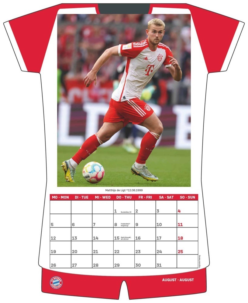Bild: 4002725987334 | FC Bayern München 2024 - Trikotkalender - Wand-Kalender -...