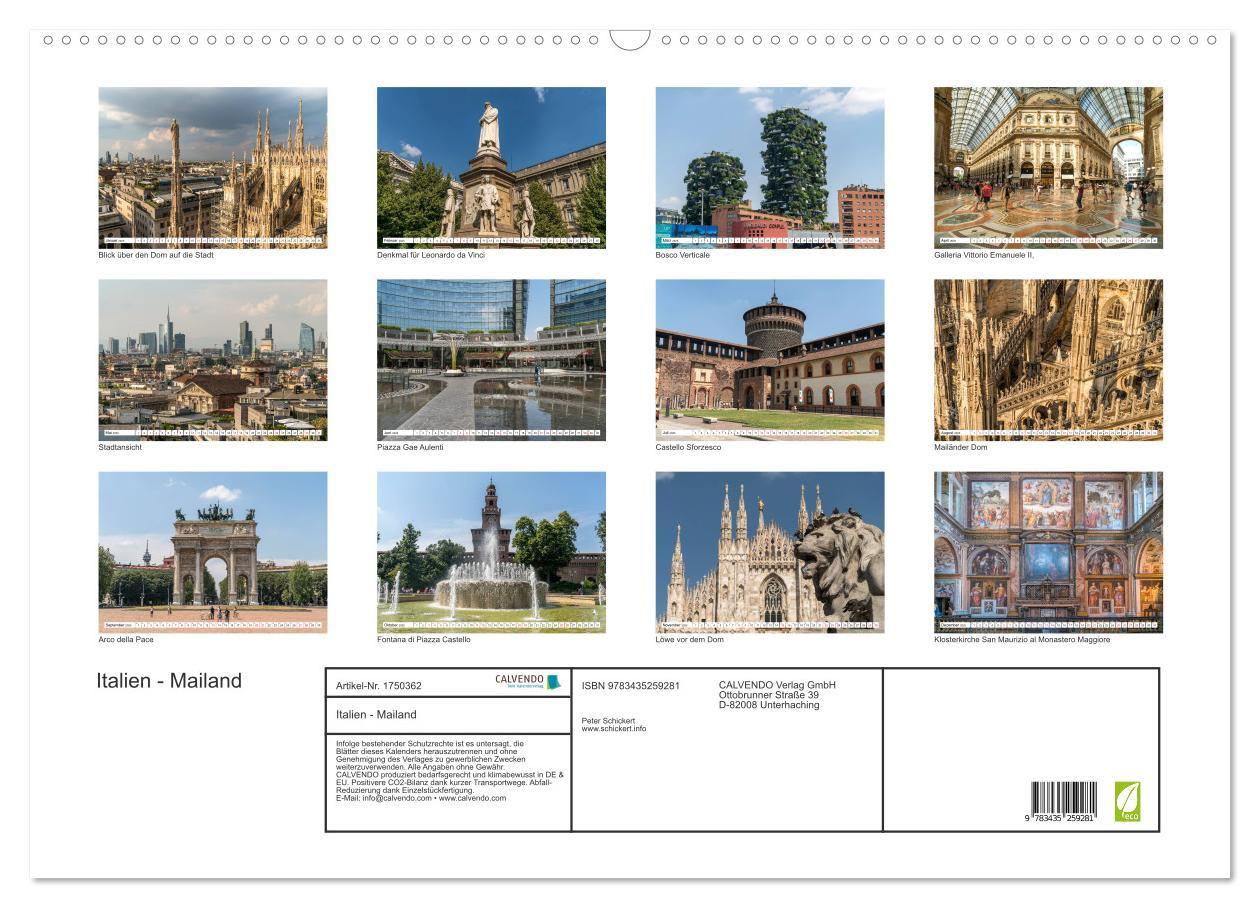 Bild: 9783435259281 | Italien - Mailand (Wandkalender 2025 DIN A2 quer), CALVENDO...