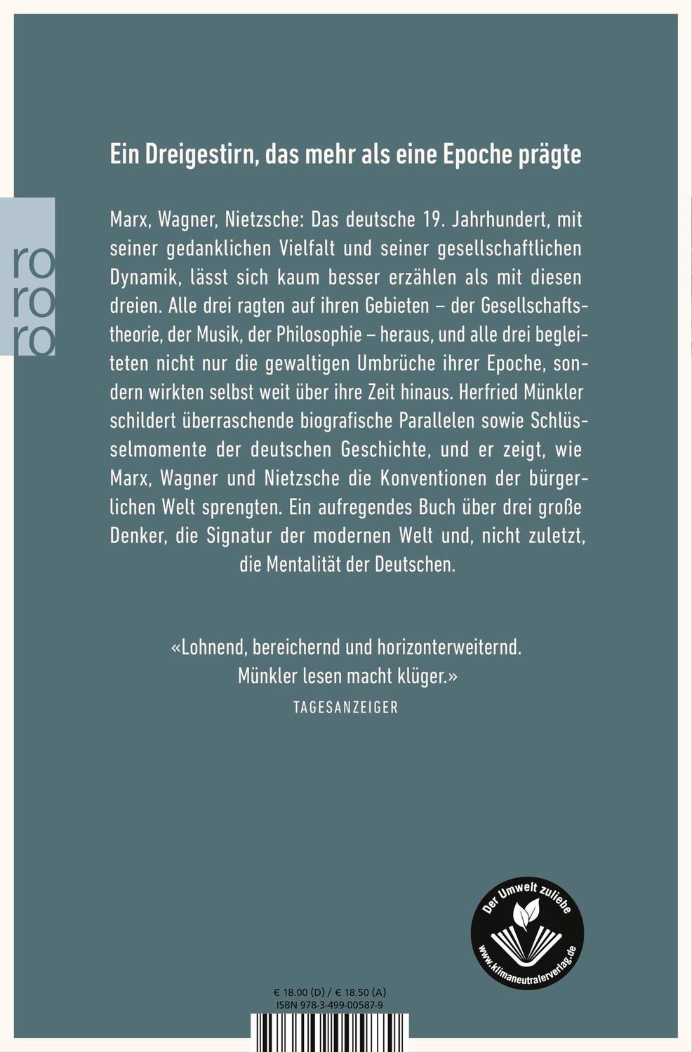 Rückseite: 9783499005879 | Marx, Wagner, Nietzsche | Welt im Umbruch | Herfried Münkler | Buch