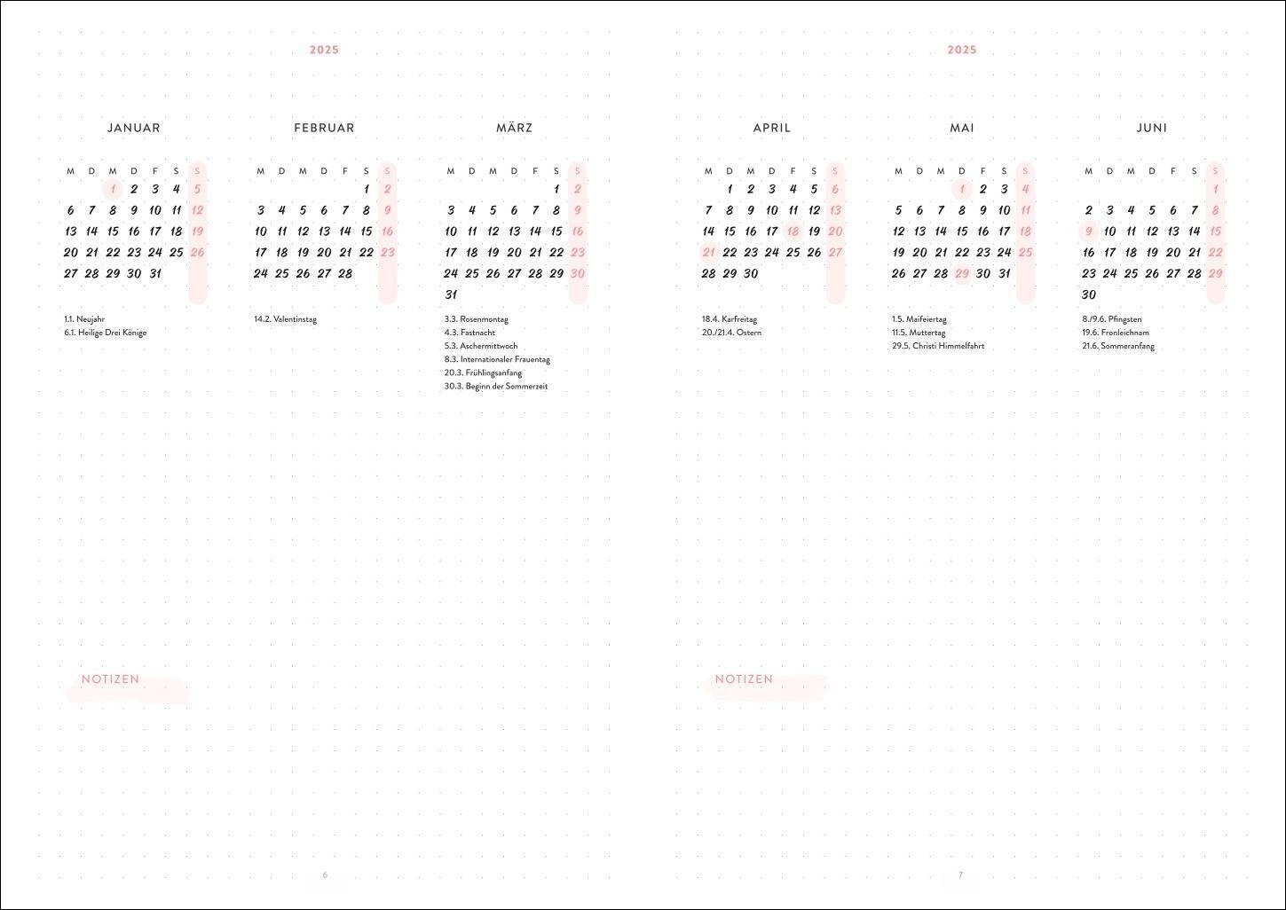 Bild: 9783756408184 | Red Bullet Journal A5 2025 | Buch | Bullet Journal Kalender Heye