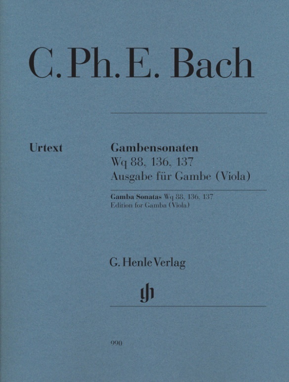 Cover: 9790201809908 | Carl Philipp Emanuel Bach - Gambensonaten Wq 88, 136, 137 | Buch