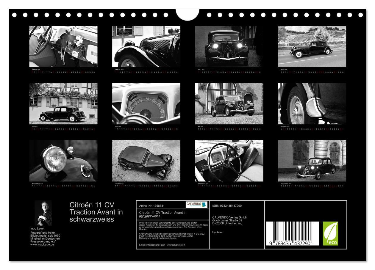 Bild: 9783435437290 | Citroën 11 CV Traction Avant in schwarzweiss (Wandkalender 2025 DIN...