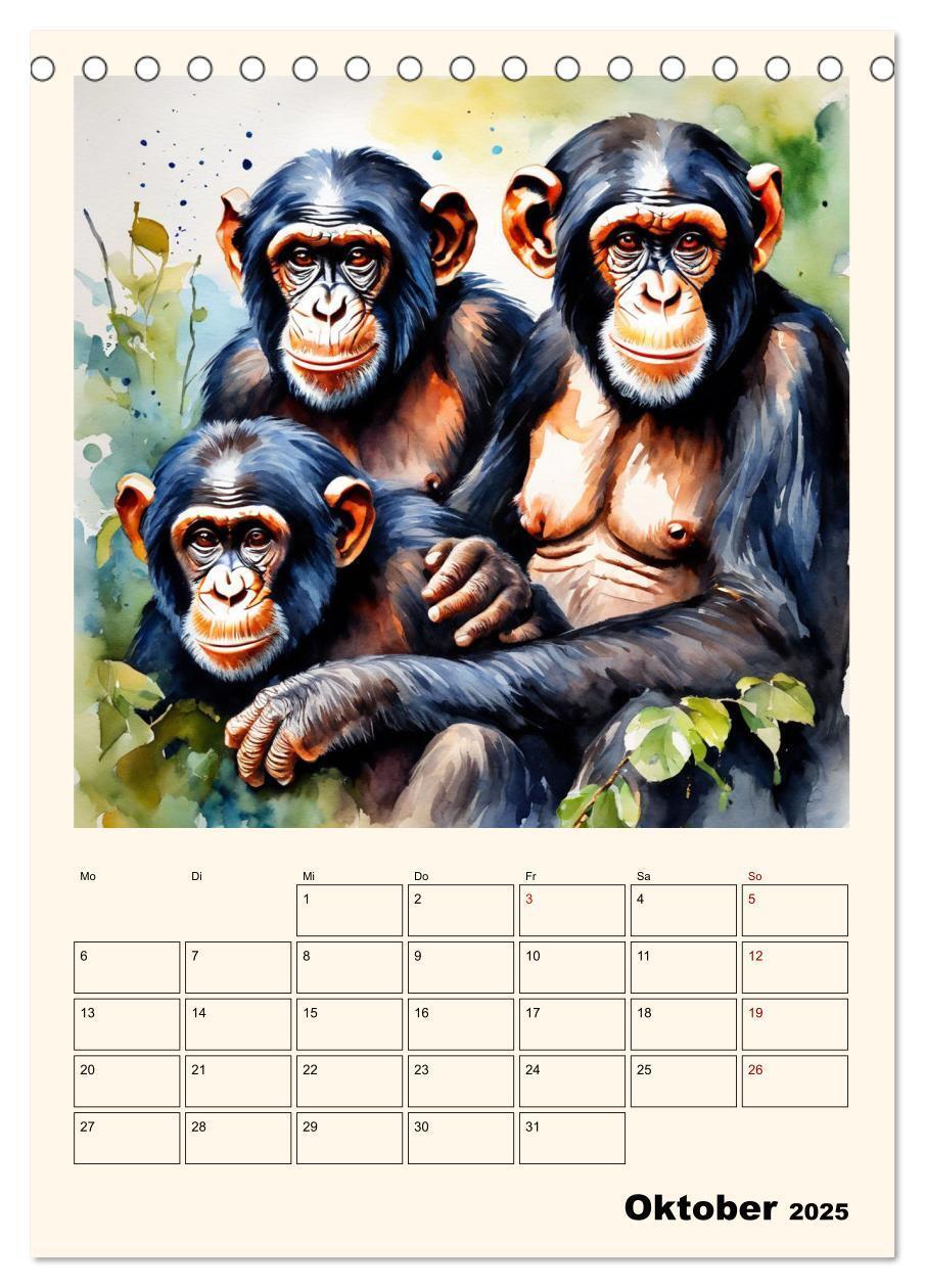 Bild: 9783383820274 | Schimpansen &amp; Gorillas (Tischkalender 2025 DIN A5 hoch), CALVENDO...