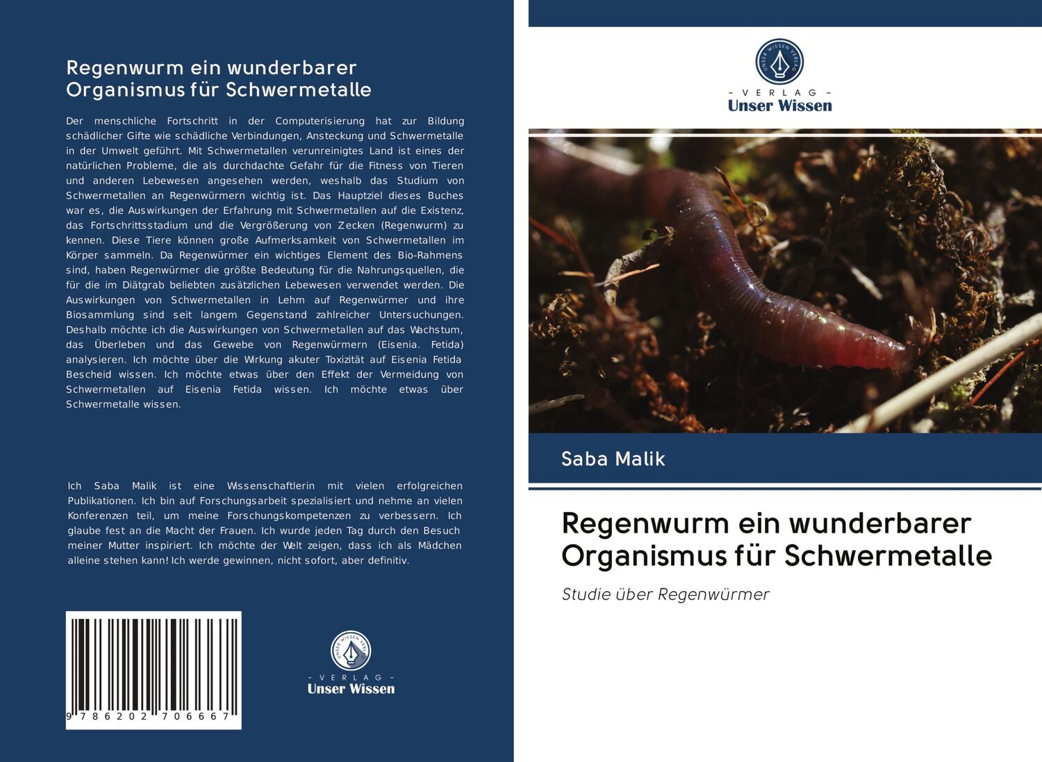 Cover: 9786202706667 | Regenwurm ein wunderbarer Organismus für Schwermetalle | Saba Malik