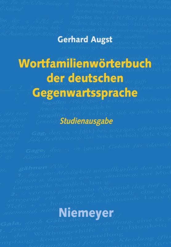 Cover: 9783484110069 | Wortfamilienwörterbuch der deutschen Gegenwartssprache | Gerhard Augst