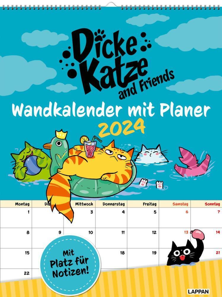Cover: 9783830320623 | Dicke Katze and Friends - Wandkalender mit Planer 2024 | Olivia Vieweg