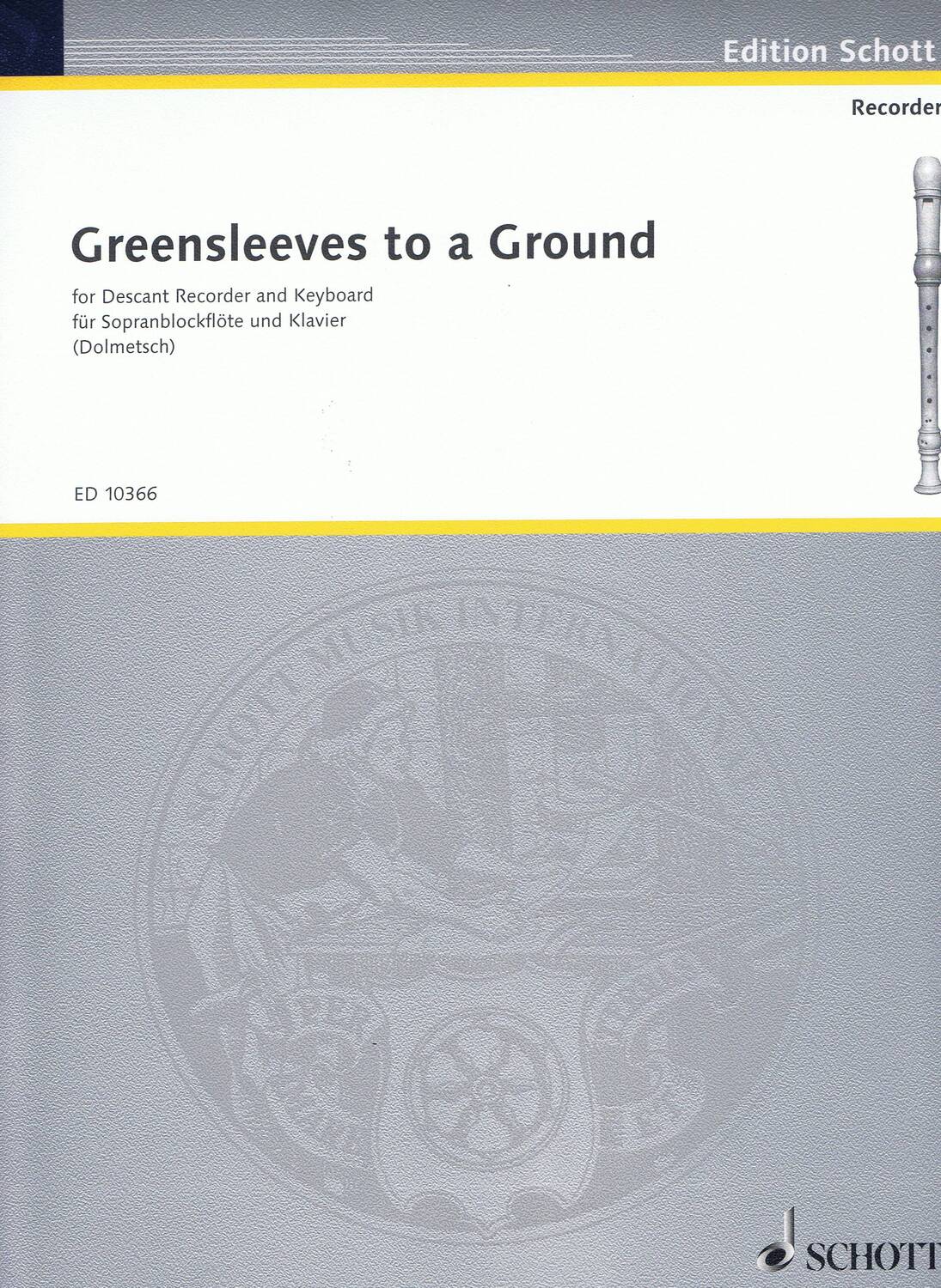 Cover: 9790220102271 | Greensleeves to a Ground | Für Sopran-Blockflöte und Klavier | Buch