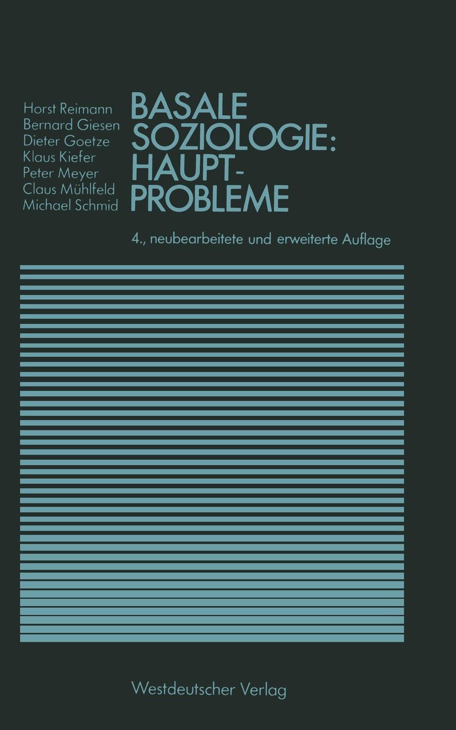 Cover: 9783531114330 | Basale Soziologie: Hauptprobleme | Horst Reimann | Taschenbuch | xii