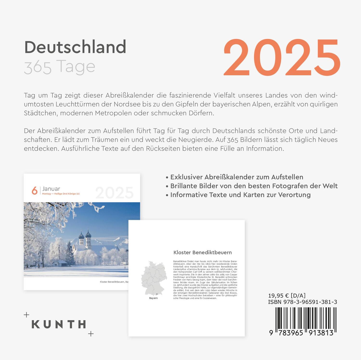 Rückseite: 9783965913813 | Deutschland - KUNTH 365-Tage-Abreißkalender 2025 | Kalender | 368 S.