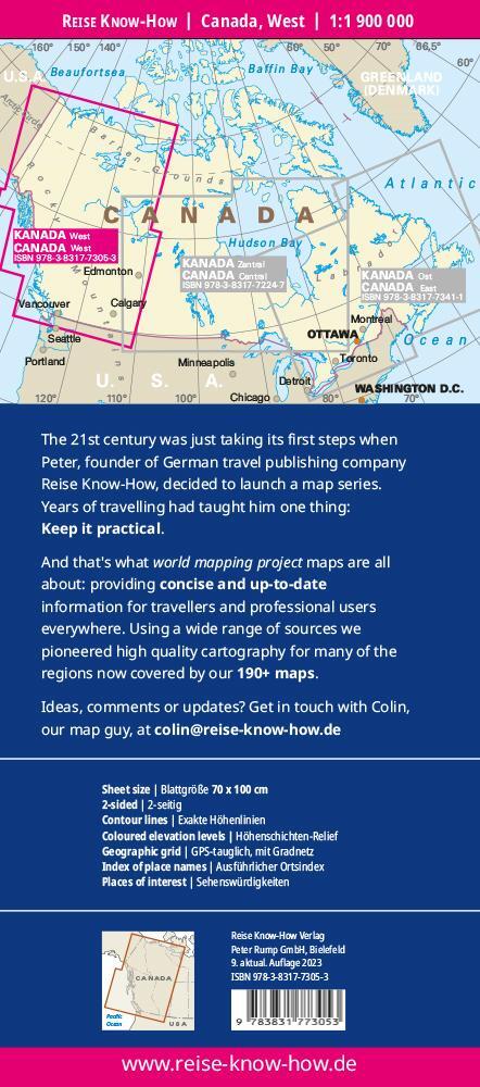 Rückseite: 9783831773053 | Reise Know-How Landkarte Kanada West / West Canada (1:1.900.000)
