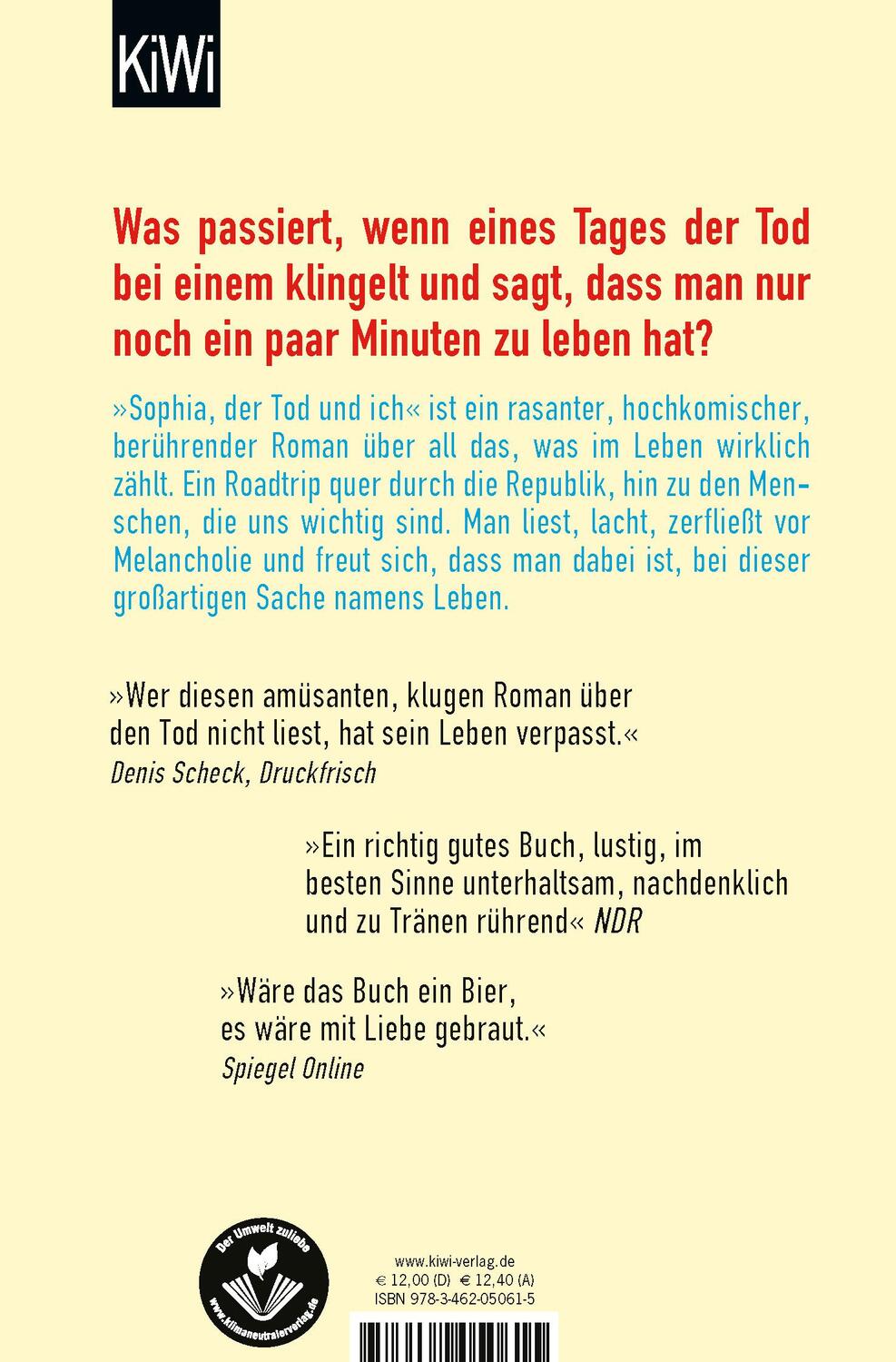 Rückseite: 9783462050615 | Sophia, der Tod und ich | Thees Uhlmann | Taschenbuch | 320 S. | 2017