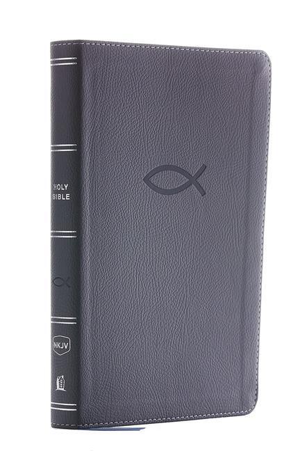 Cover: 9780785225782 | NKJV, Thinline Bible Youth Edition, Leathersoft, Gray, Red Letter,...