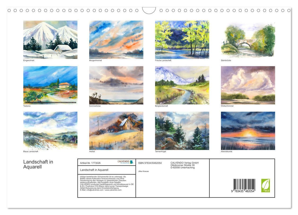 Bild: 9783435482054 | Landschaft in Aquarell (Wandkalender 2025 DIN A3 quer), CALVENDO...