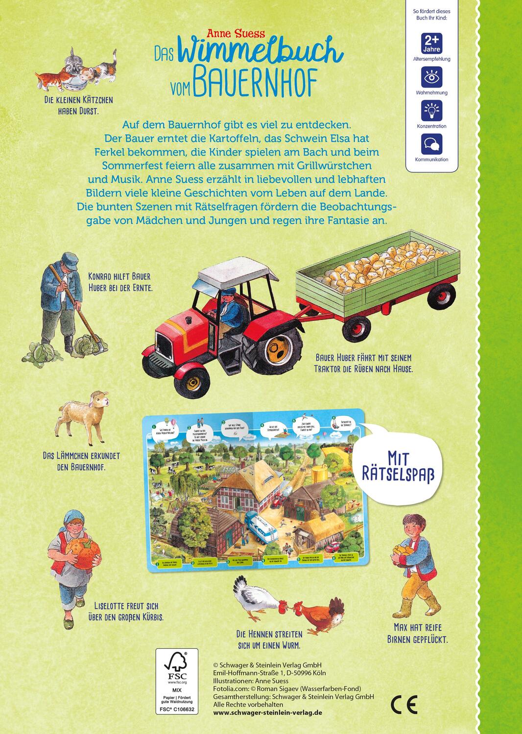 Rückseite: 9783849932091 | Das Wimmelbuch vom Bauernhof | Mit Rätselspaß für Kinder ab 2 Jahren