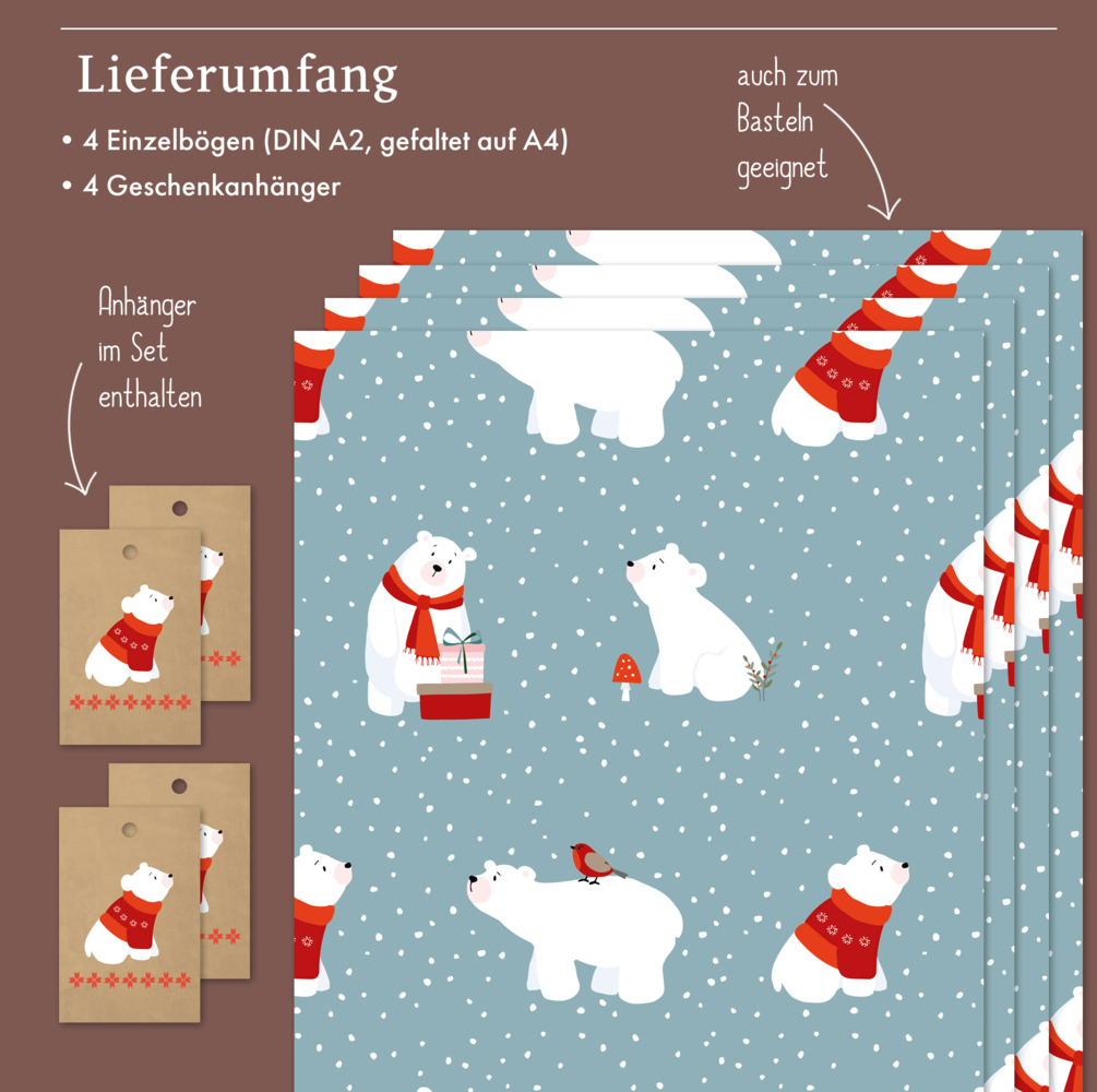 Bild: 4260615910613 | Geschenkpapier Set Weihnachten: Eisbär (für Kinder) | Stück | Deutsch