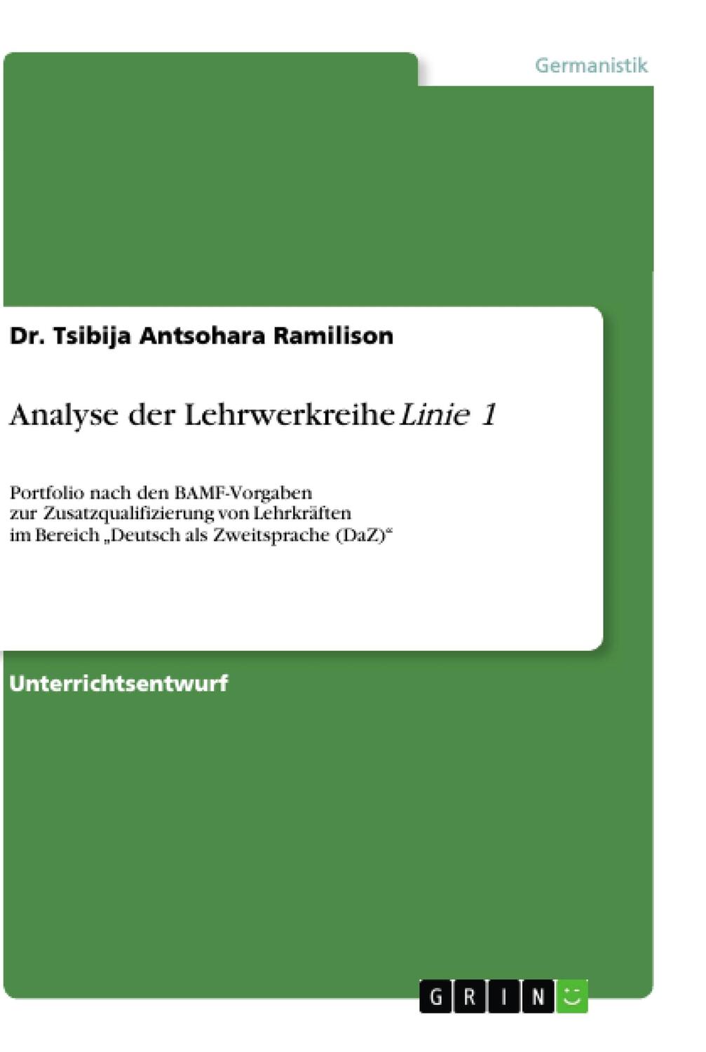 Cover: 9783668875357 | Analyse der Lehrwerkreihe "Linie 1" | Tsibija Antsohara Ramilison