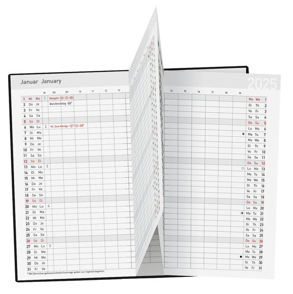 Bild: 9783731878933 | Taschenkalender Saturn Leporello PVC schwarz 2025 | Korsch Verlag