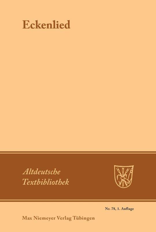 Cover: 9783484200777 | Eckenlied | Fassung L | Martin Wierschin | Taschenbuch | ISSN | 1974