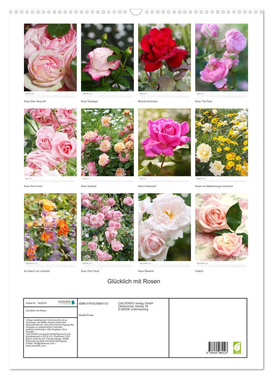 Bild: 9783435964123 | Glücklich mit Rosen (Wandkalender 2025 DIN A2 hoch), CALVENDO...