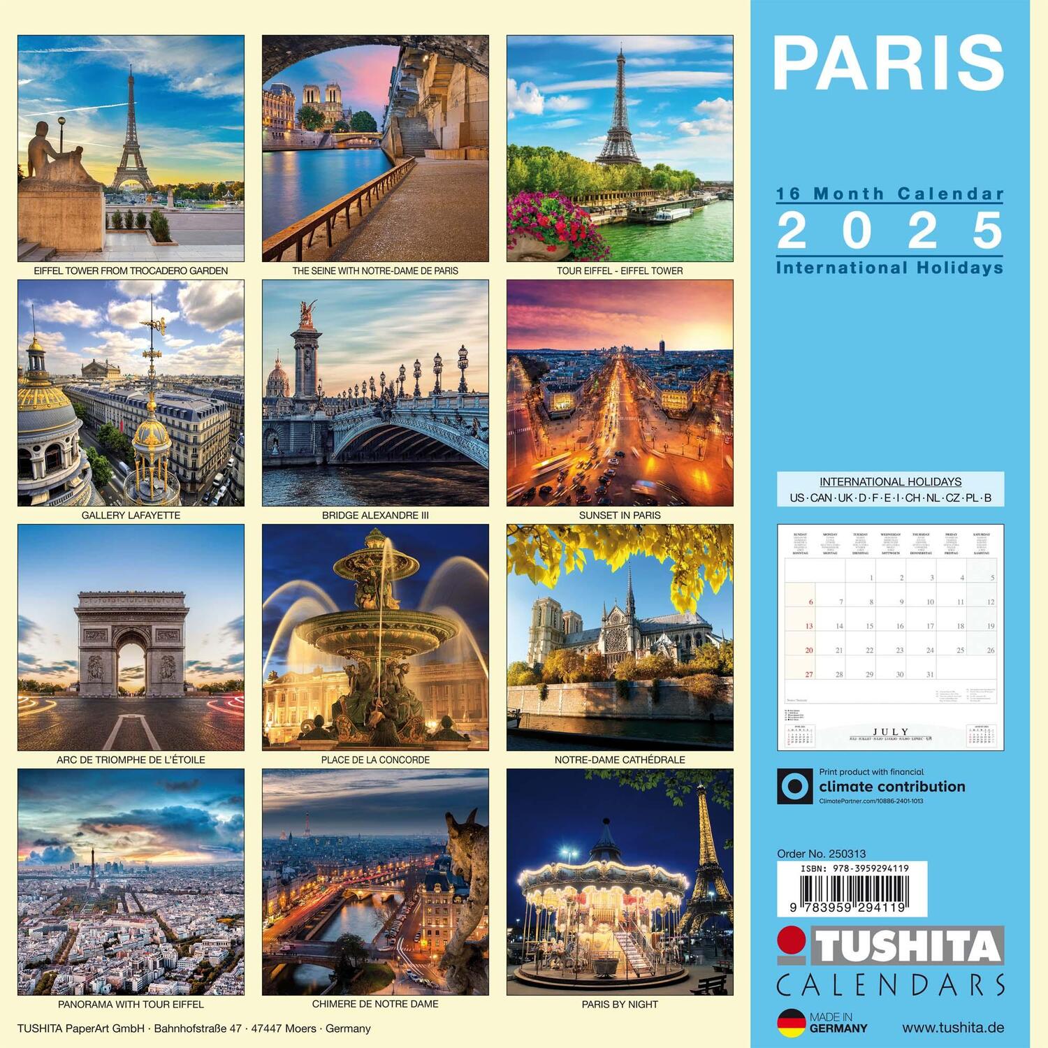Rückseite: 9783959294119 | Paris 2025 | Kalender 2025 | Kalender | Wonderful World | 28 S. | 2025