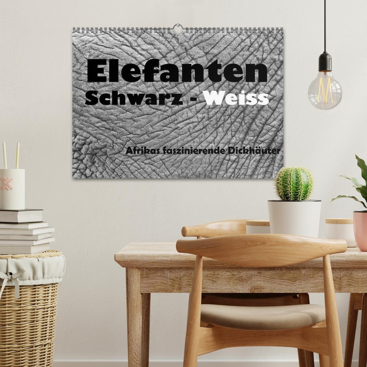 Bild: 9783435733873 | Elefanten Schwarz - Weiss (Wandkalender 2025 DIN A3 quer), CALVENDO...