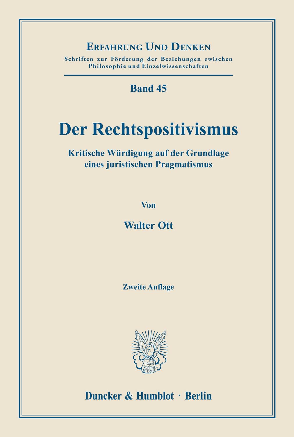 Cover: 9783428074235 | Der Rechtspositivismus. | Walter Ott | Taschenbuch | Paperback | 1992