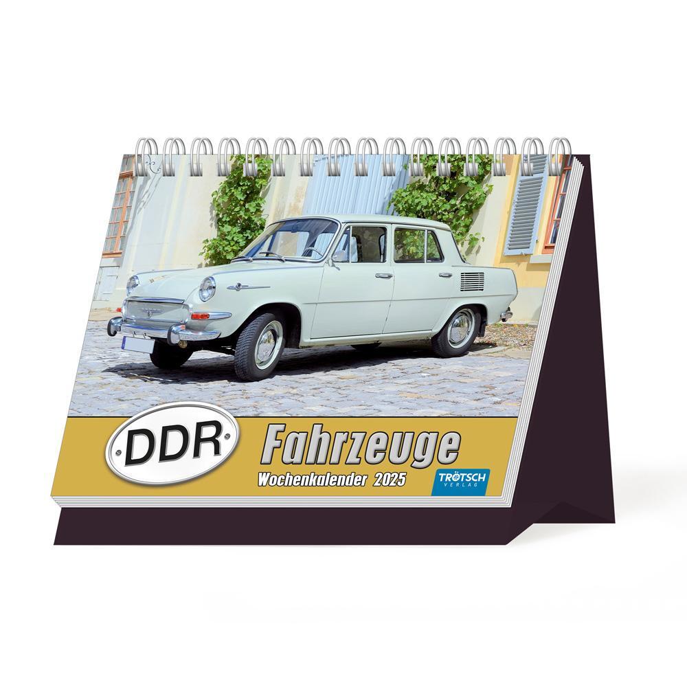 Cover: 9783988021830 | Trötsch Aufstellwochenkalender DDR Fahrzeuge 2025 | KG | Kalender