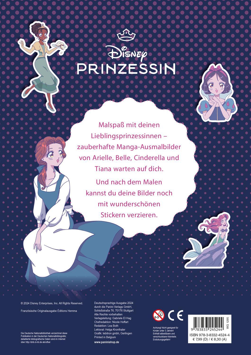 Rückseite: 9783833245244 | Disney Prinzessin: Mein zauberhafter Manga-Malblock | Disney (u. a.)