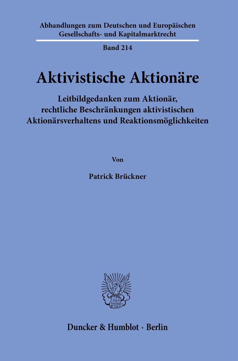 Cover: 9783428187690 | Aktivistische Aktionäre. | Patrick Brückner | Taschenbuch | Deutsch