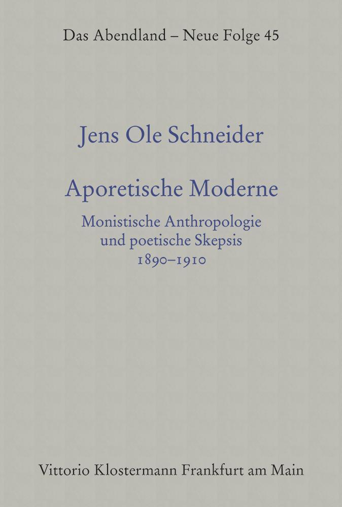 Cover: 9783465011491 | Aporetische Moderne | Jens Ole Schneider | Buch | 2020 | Klostermann