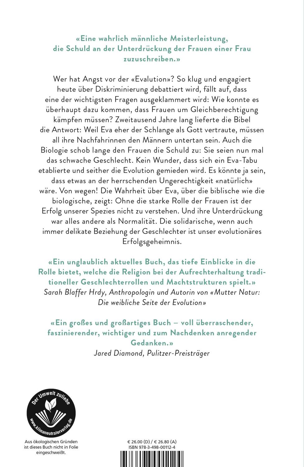 Rückseite: 9783498001124 | Die Wahrheit über Eva | Carel van Schaik (u. a.) | Buch | Deutsch