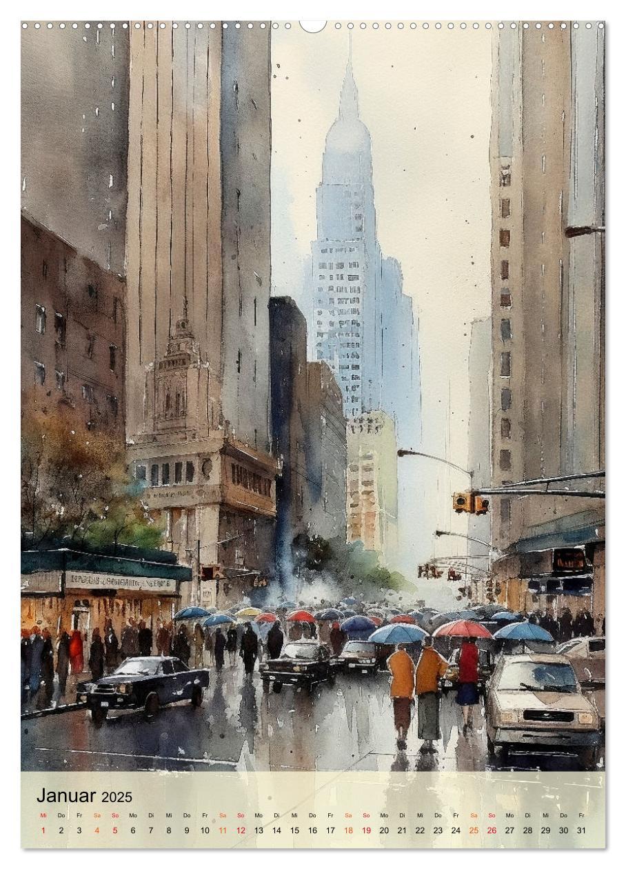 Bild: 9783435876709 | New York - ein Regentag (Wandkalender 2025 DIN A2 hoch), CALVENDO...