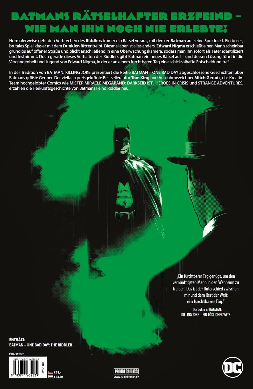 Rückseite: 9783741632839 | Batman - One Bad Day: Riddler | Tom King (u. a.) | Buch | 76 S. | 2023