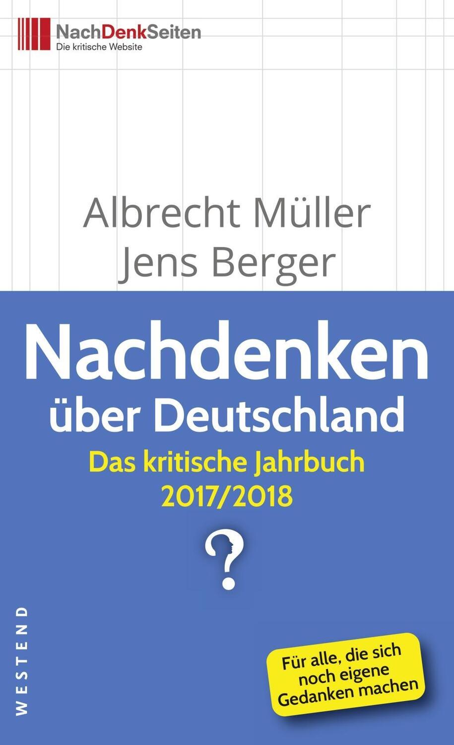 Cover: 9783864891922 | Nachdenken über Deutschland | Das kritische Jahrbuch 2017/2018