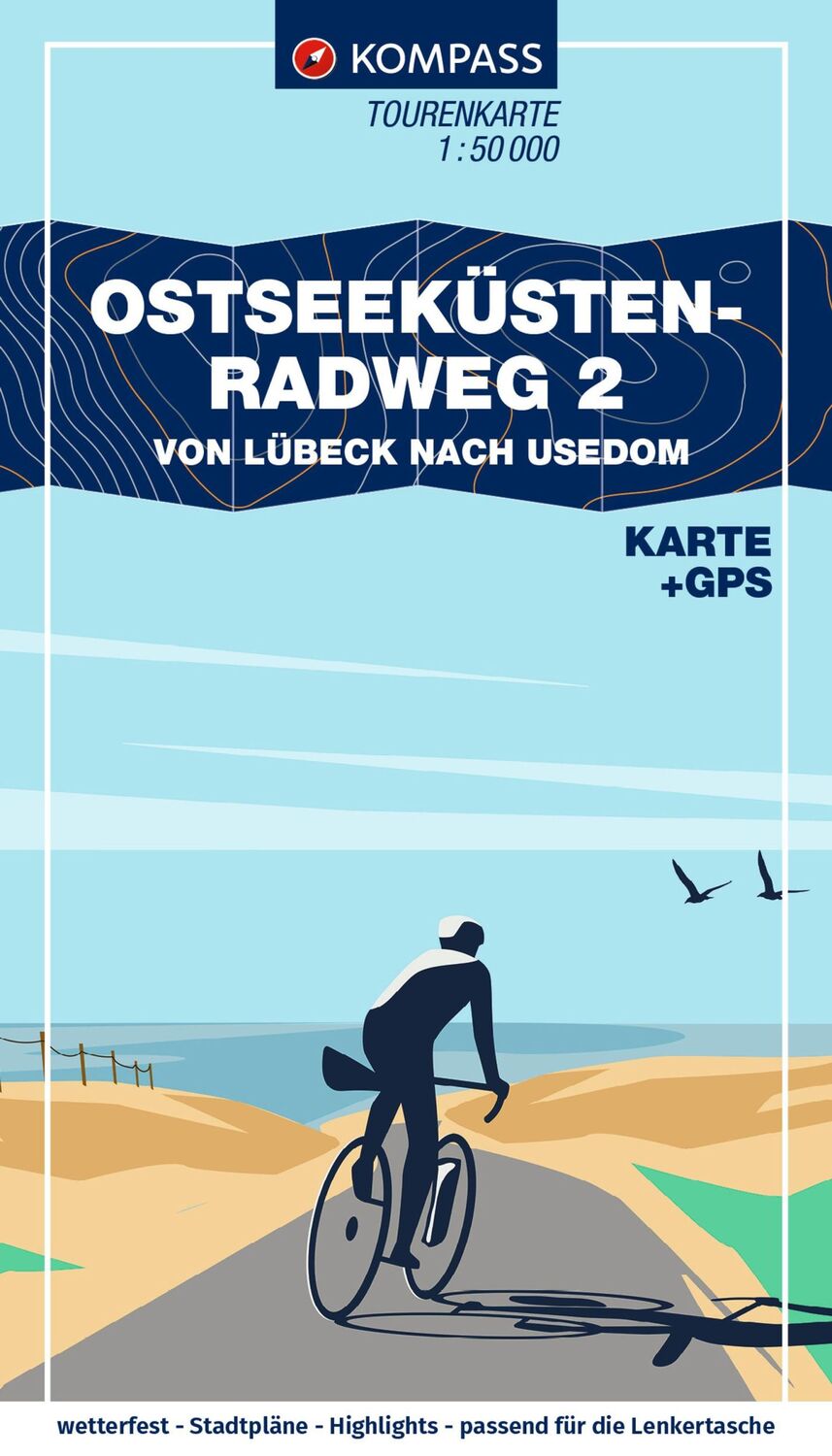 Cover: 9783991542209 | KOMPASS Fahrrad-Tourenkarte Ostseeküstenradweg 2, von Lübeck bis...