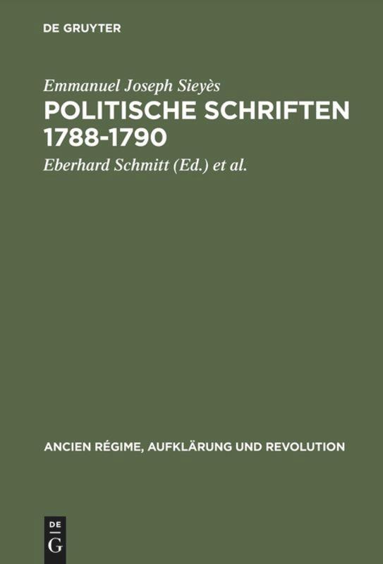 Cover: 9783486502619 | Politische Schriften 1788¿1790 | Emmanuel Joseph Sieyès | Buch | ISSN