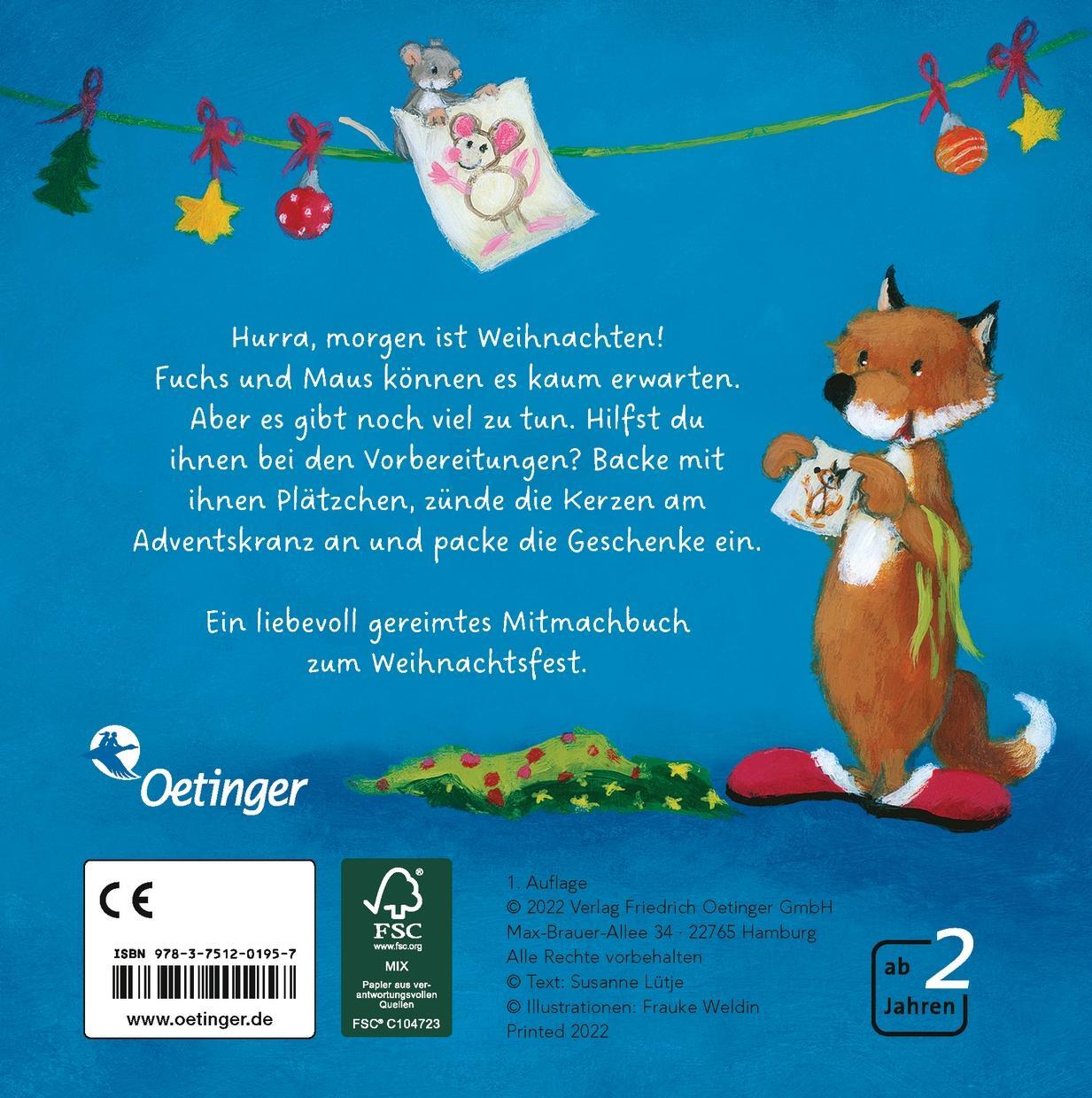 Rückseite: 9783751201957 | Hilf Fuchs und Maus im Weihnachtshaus! | Ein Mitmachbuch | Lütje