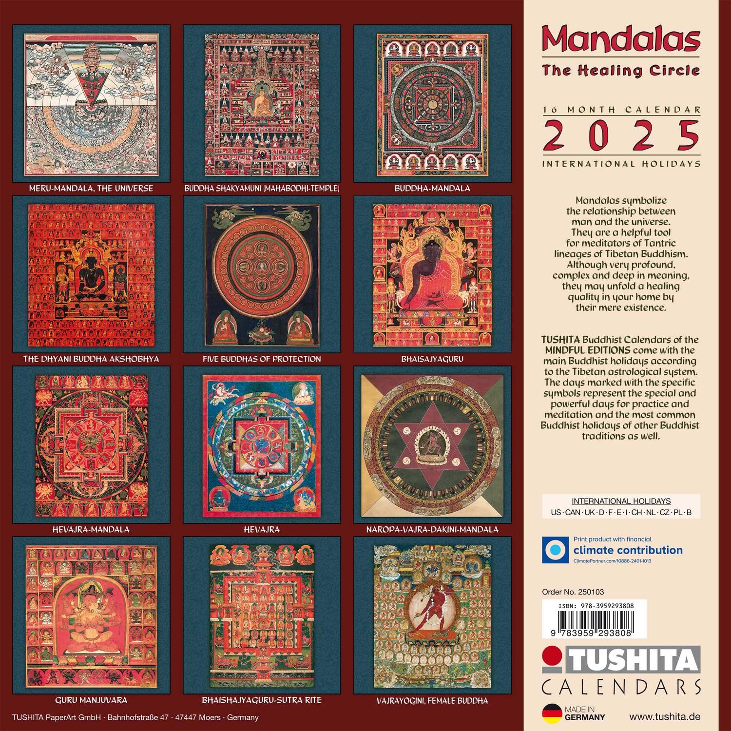 Rückseite: 9783959293808 | The Healing Mandalas 2025 | Kalender 2025 | Kalender | 28 S. | 2025