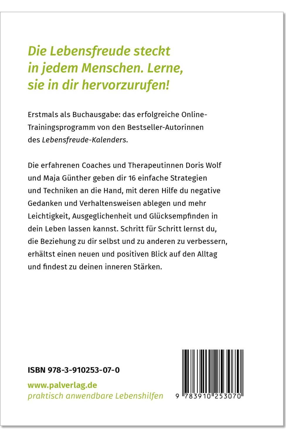 Rückseite: 9783910253070 | Das Lebensfreude-Training | Maja Günther (u. a.) | Taschenbuch | 2022