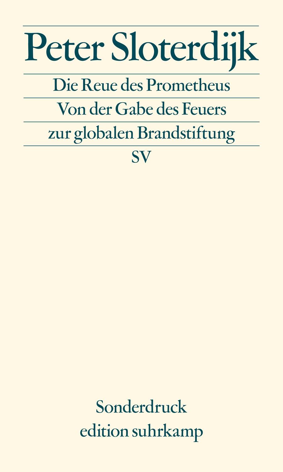 Cover: 9783518029855 | Die Reue des Prometheus | Peter Sloterdijk | Taschenbuch | Deutsch