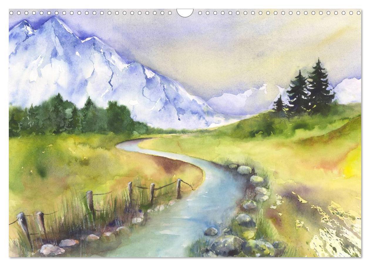 Bild: 9783435482054 | Landschaft in Aquarell (Wandkalender 2025 DIN A3 quer), CALVENDO...