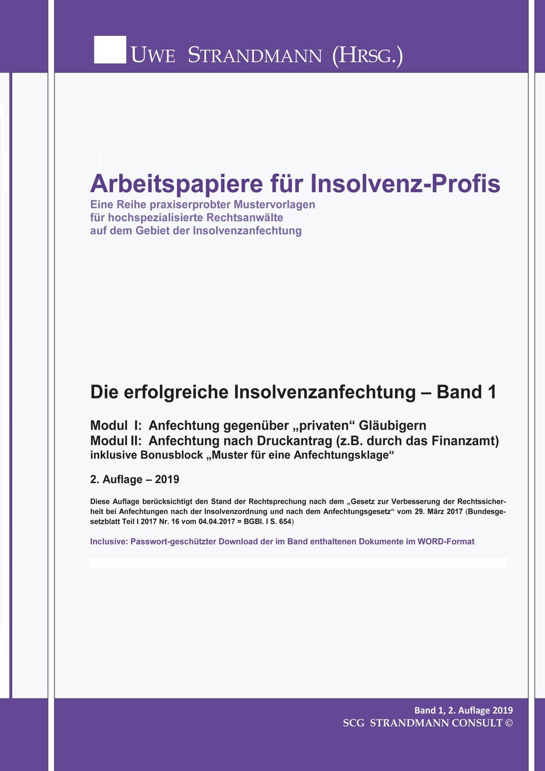 Cover: 9783746996745 | Die erfolgreiche Insolvenzanfechtung ¿ Band 1 | Jens-Uwe Strandmann