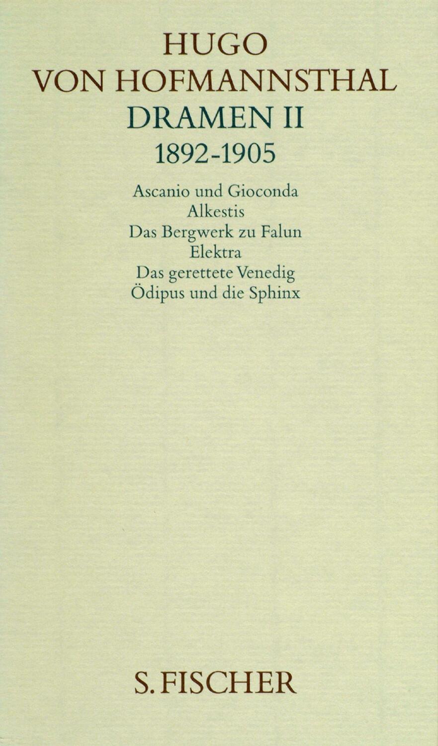 Cover: 9783100315427 | Dramen II. 1892-1905 | Hugo von Hofmannsthal | Buch | 526 S. | Deutsch