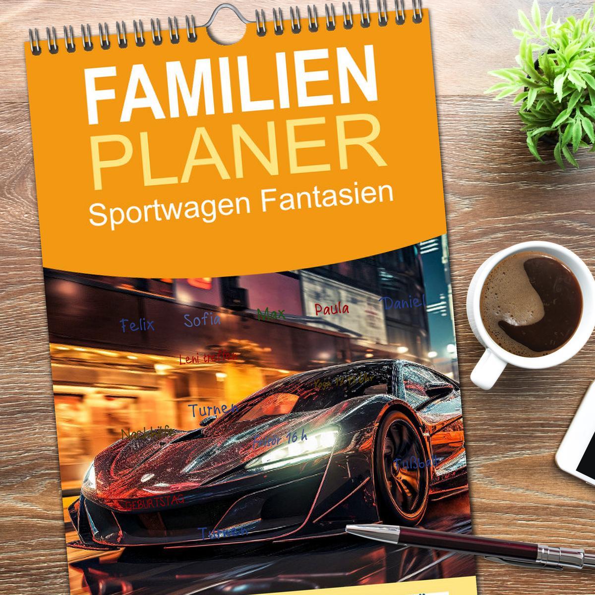 Bild: 9783457093030 | Familienplaner 2025 - Sportwagen Fantasien mit 5 Spalten...