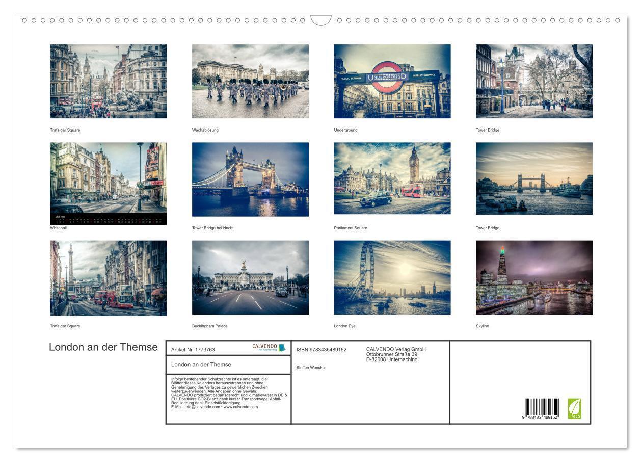 Bild: 9783435489152 | London an der Themse (Wandkalender 2025 DIN A2 quer), CALVENDO...