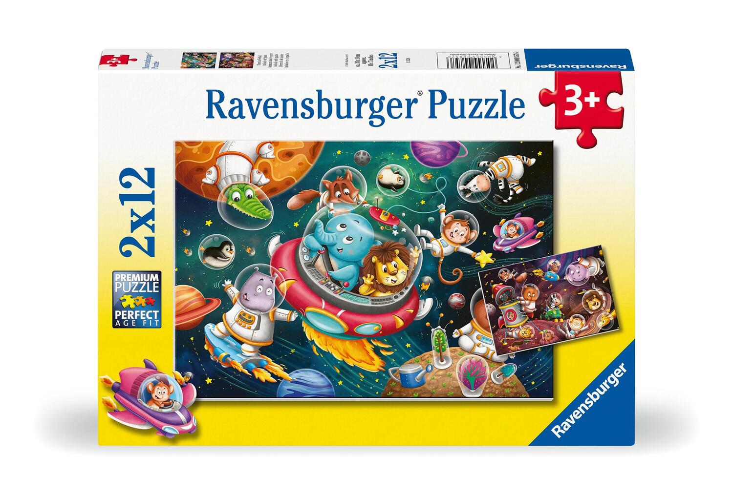 Cover: 4005555008576 | Ravensburger Kinderpuzzle - 12000857 Tiere im Weltall - 2x12 Teile...