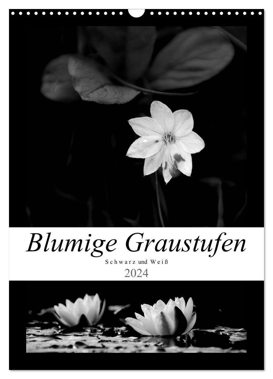 Cover: 9783383223617 | Blumige Graustufen - Schwarz und Weiß (Wandkalender 2024 DIN A3...