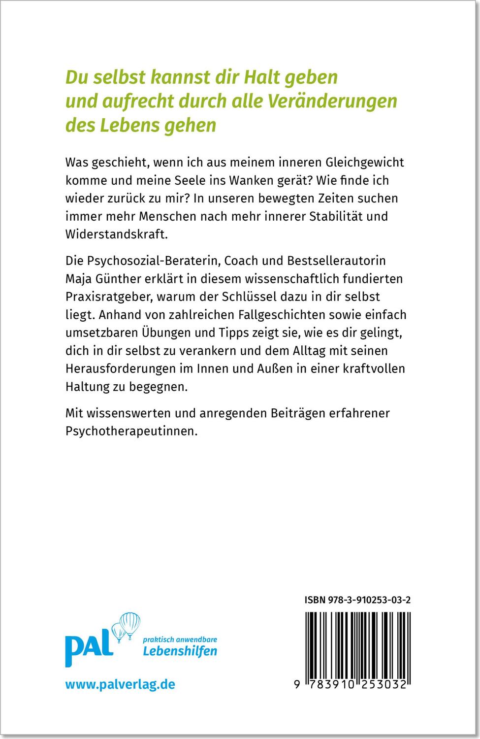 Rückseite: 9783910253032 | So findest du innere Stabilität | Maja Günther (u. a.) | Buch | 2022